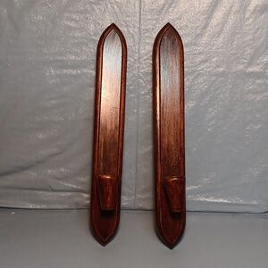HODA Wooden Candle Wall Sconce Mid Century Modern Taper Votive Holder Wood 15"